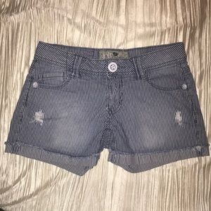 Jolt Denim Pin Stripe Distressed Cuffed Shorts 1